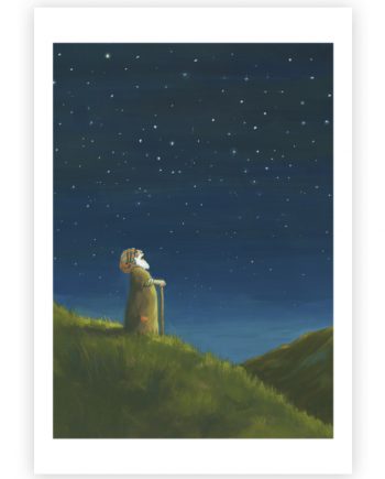 Giclée Prentenbijbel: Abraham kijkt naar de sterren